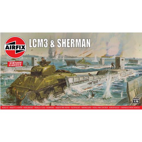 BARCO LCM3 Y TANQUE SHERMAN AIRFIX 1/76