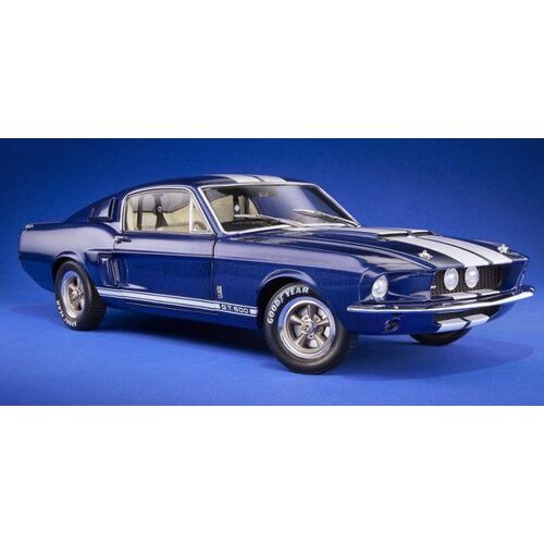 SHELBY MUSTANG GT500 1967 AZUL RAYAS GRISES 1/18 SOLIDO