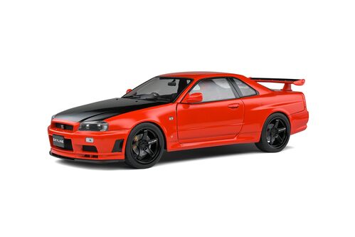 NISSAN SKYLINE R34 GTR 1/18 ACTIVE RED SOLIDO