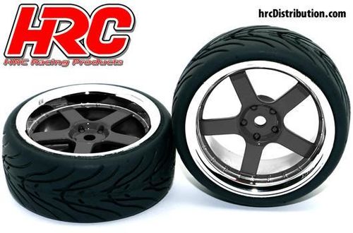 RUEDAS PISTA 1/10 CROMADO NEGRO HRC