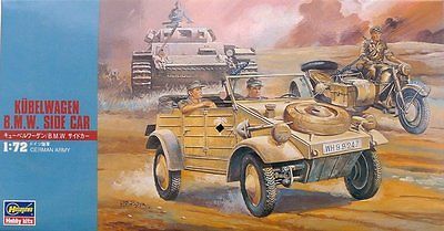 KUBELWAGEN Y BMW CON SIDECAR WWII 1/72 HASEGAWA