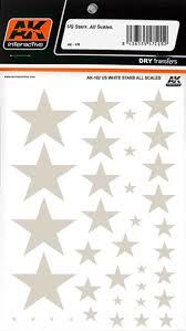 US WHITE STARS ALL SCALES DRY TRANSFER AK INTERACTIVE