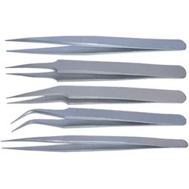 JUEGO 5 PINZAS ACERO INOXIDABLE DISMOER