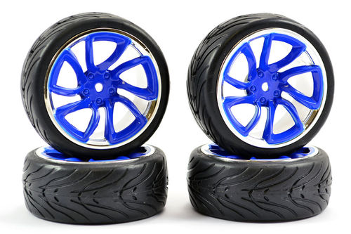 RUEDAS PISTA 1/10 4UD AZUL-CROMO TRI-5 FASTRAX