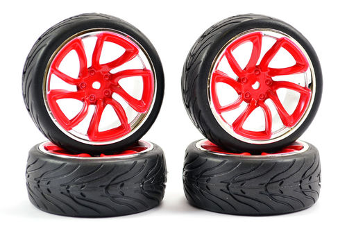 RUEDAS PISTA 1/10 4UD ROJO-CROMO TRI-5 FASTRAX