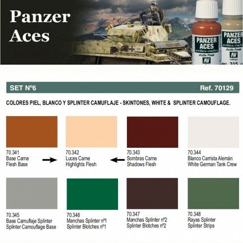 PANZER SET N6 MODELCOLOR VALLEJO CARNE Y SPLINTER CAMUFLAJE