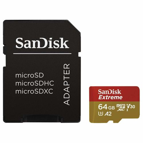 TARJETA MICROSD 64GB U3 V30 A2 160MB/s SANDISK EXTREME