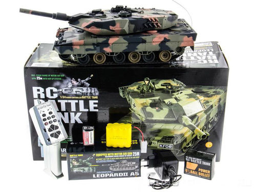 TANQUE RC LEOPARD 2A6 1/24 DISPARA BOLAS