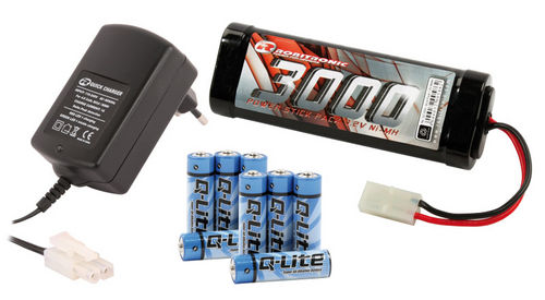 SET ELÉCTRICO BATERIA + CARGADOR + PILAS TX  ROBITRONIC