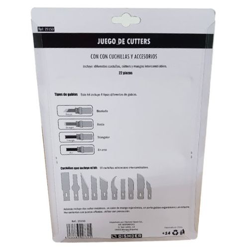 SET CUTTER Y CUCHILLAS  22 PIEZAS DISMOER