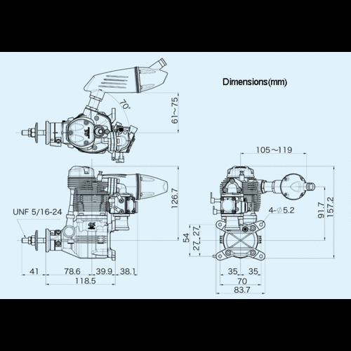 MOTOR GF40 GASOLINA CON ESCAPE F6040 OS ENGINE