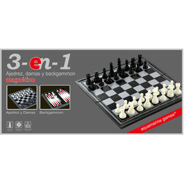 3 EN 1 AJEDREZ DAMAS BACKGAMON MAGNETICO