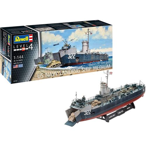 LANCHA DESEMBARCO US NAVY C/BOFORS 40MM 1/144 REVELL LSM-1