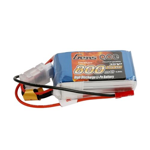 LIPO 800MAH 3S 45C 11.1V JST GENSACE