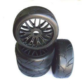 RUEDAS BUGGY ASFALTO LLANTA NEGRA 4UDS 1/8 CONTIRE