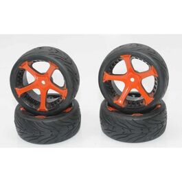 RUEDAS PISTA 1/10 ROJAS 5 RADIOS 4 UNIDADES