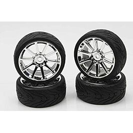 RUEDAS PISTA 1/10 PLATEADAS 4 UNIDADES