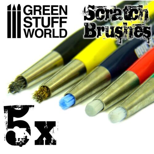 SET PINCELES RASCADO SCRATCH BRUSH 5UDS GREEN STUFF WORLD