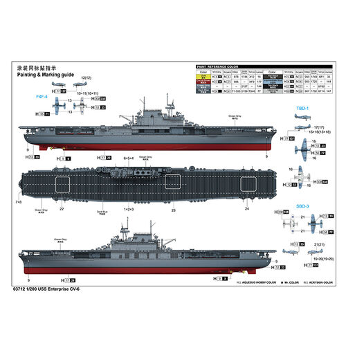 USS ENTERPRISE CV-6 1/200 TRUMPETER