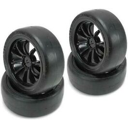 NEUMATICOS- TOURING  1/10  LLANTAS NEGRAS HEXAGONAL DE 12MM HRC