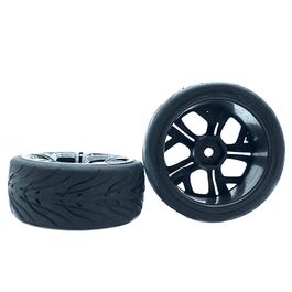 NEUMATICOS- TOURING  1/10  LLANTAS NEGRAS HEXAGONAL DE 12MM HRC