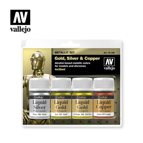 SET METALICOS ORO LIQUIDO 35ML X 4 VALLEJO