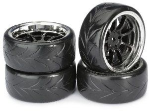 RUEDAS DRIFT "A" 1/10 NEGRO-CROMO LP PERFIL A  4UD ABSIMA