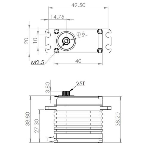 MKS HBL550 38KG 0.085S HV BRUSHLESS SERVO METALICO