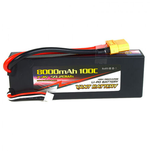 LIPO VANT BATTERY 7.4V 8000Mah 100C 2S CONECTOR XT90