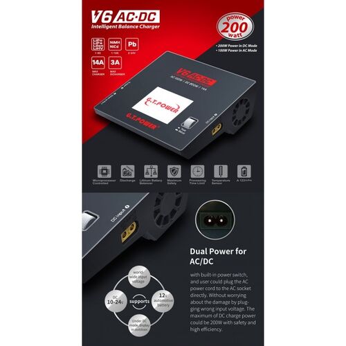 GTPOWER V6 14A LIPO NIMH PB CARGADOR AC-DC 