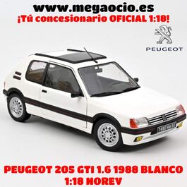 PEUGEOT 205 GTi 1.6 1988 BLANCO 1/18 NOREV
