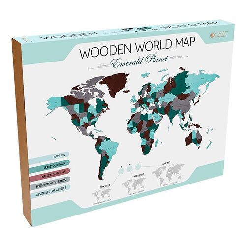 MAPA DEL MUNDO EWA PUZZLE MADERA ESMERALDA PEQUEÑO' REF.: EWA00262.