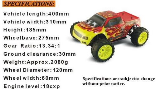 TYRANNOSAURUS 4X4 ROJO-AMARILLO RTR NITRO HSP 1/10 MONSTER TRUCK