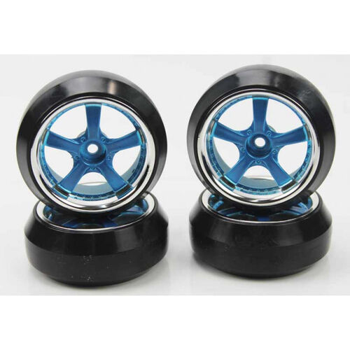 RUEDAS DRIFT 1/10 AZULES 5 RADIOS 4 UNIDADES