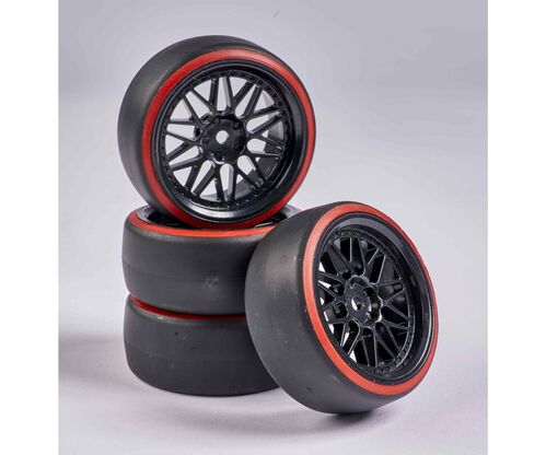 SET RUEDAS DRIFT 1/10 CARSON 4 UDS NEGRA/ROJA
