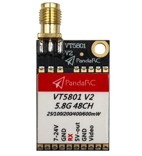 EMISOR VIDEO FPV VT5801 V2 AV 25-600mW 48CH 5.8G RP-SMA PANDARC