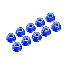 TUERCA AUTOBLOCANTE FLANGED ALUMINIO 4mm - AZUL 10UDS