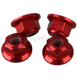 TUERCA AUTOBLOCANTE FLANGE ALUM M4 ROJA 4UDS