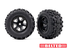 RUEDAS SLEDGEHAMMER BELTED TRAXXAS LLANTA NEGRA XMAXX 2UDS