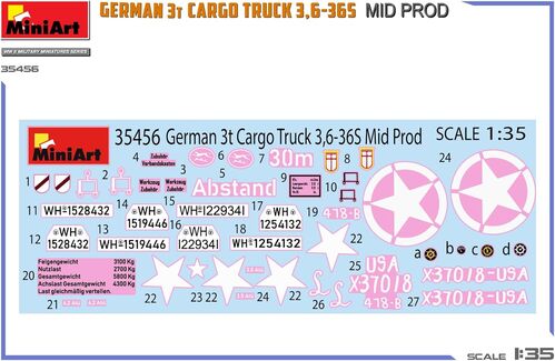 GERMAN 3T CARGO TRUCK 3.6-365 MID PROD 1/35 MINIART
