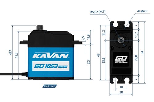 SERVO GO-1053MG  20KG-0.17S/60º WATERPROOF METAL GEAR KAVAN